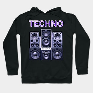 techno loud speakers music Hoodie